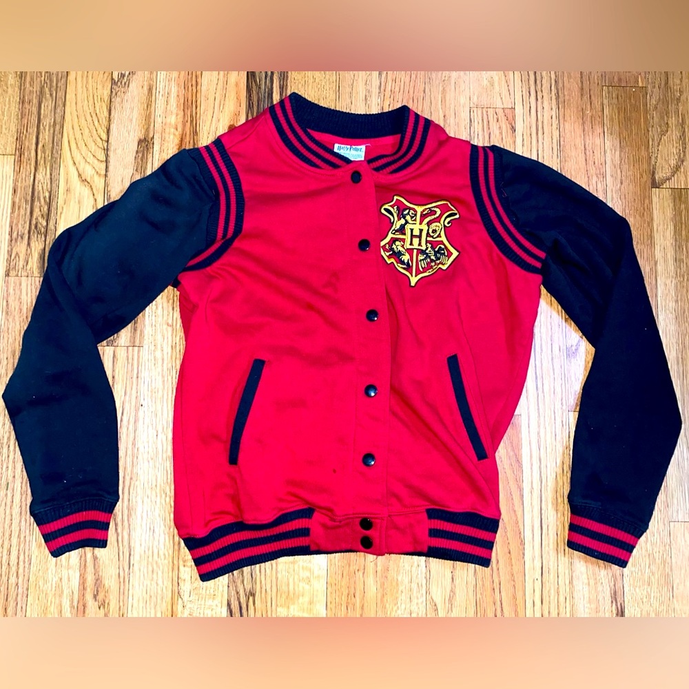Harry Potter Gryffindor Red Black Cardigan Varsity Jacket Long Sleeve Size Small